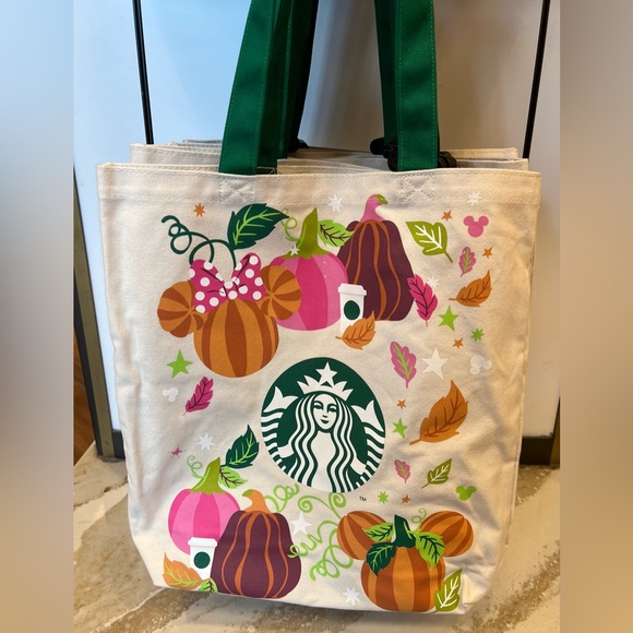 Disney World Starbucks Pumpkin Spice Park Days And Lattes PSL Canvas Tote Bag - Picture 2 of 5